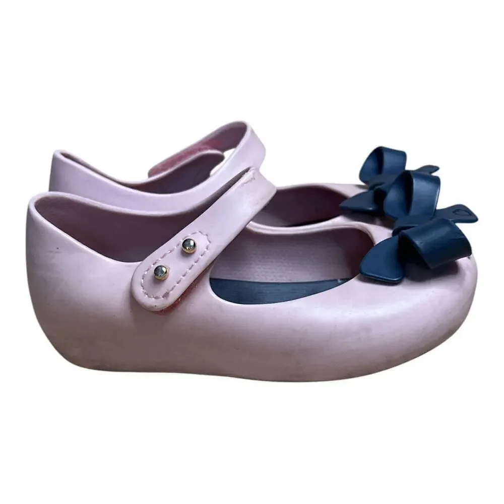 Mini Melissa Pink Blue Mary Jane Rubber Ultragirl Bow Flat Toddler Size 7